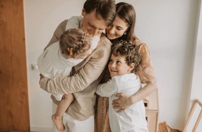 Family Hugging Domestic